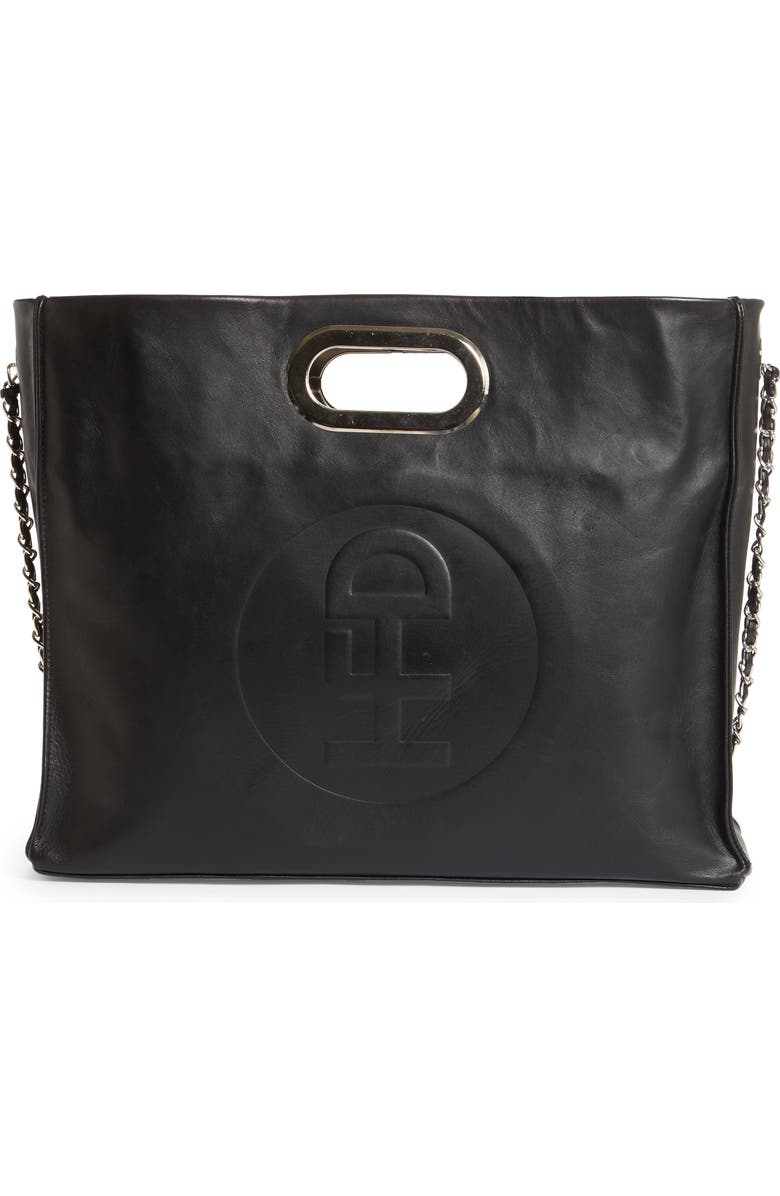 HFD Logo Embossed Leather Clutch Bag, Main, color,