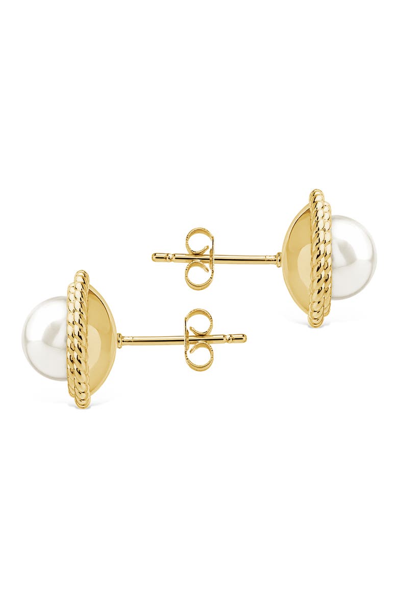 Pearl Halo Stud Earrings, Alternate, color, GOLD