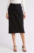 DL1961 Alma Raw Hem Denim Midi Skirt
