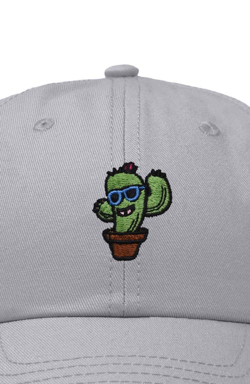 Dalix Cactus Embroidered Casual Cap In Gray