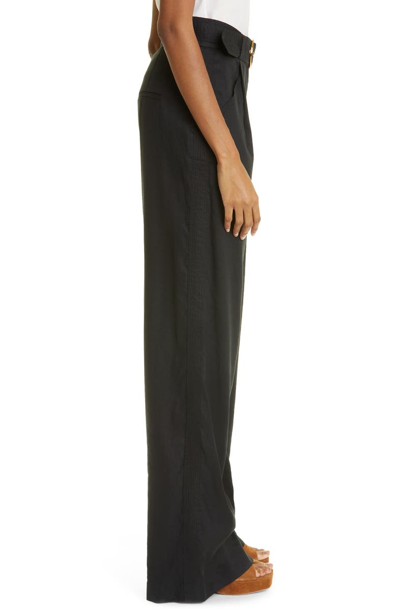 Veronica Beard Rimini Belted Wide Leg Linen Blend Trousers, Alternate, color, 