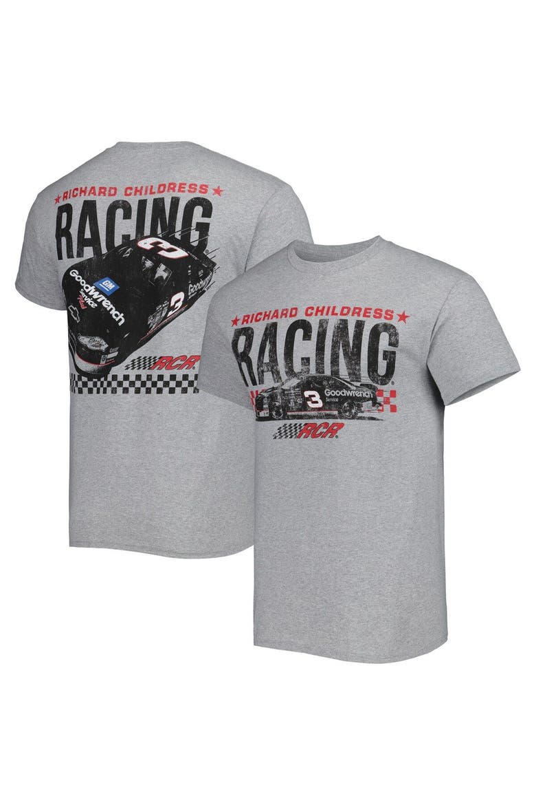Men's Checkered Flag Heather Gray Richard Childress Racing Goodwrench Two-Sided Car T-Shirt, Main, color, Heather Gray