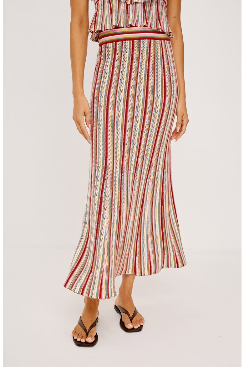 Nari Stripe Cotton Knit Skirt, Main, color, HAVANA STRIPE