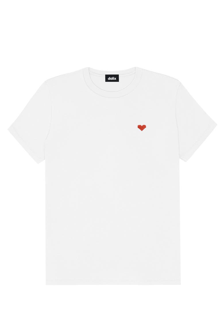 Womens Pixel Heart Jersey Relaxed Tee, Alternate, color, White
