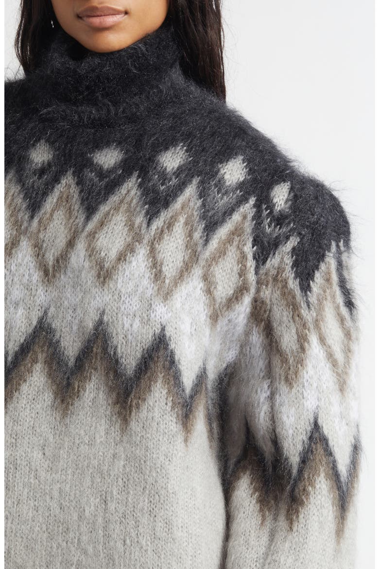 Kissick Fair Isle Padded Mohair & Wool Blend Turtleneck Sweater, Alternate, color, MULTI GREY