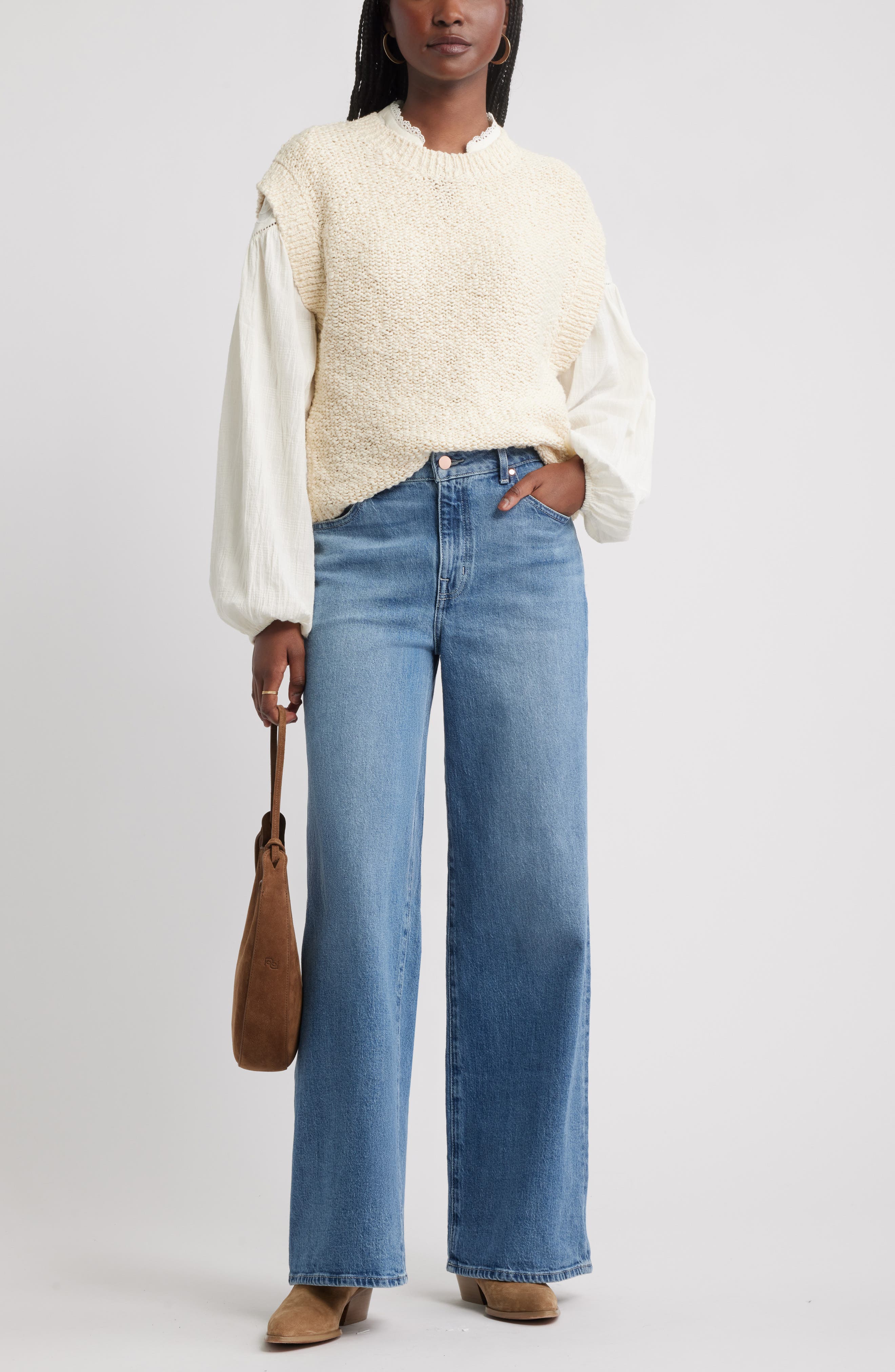 Slub Cotton Cap Sleeve Sweater - image 4