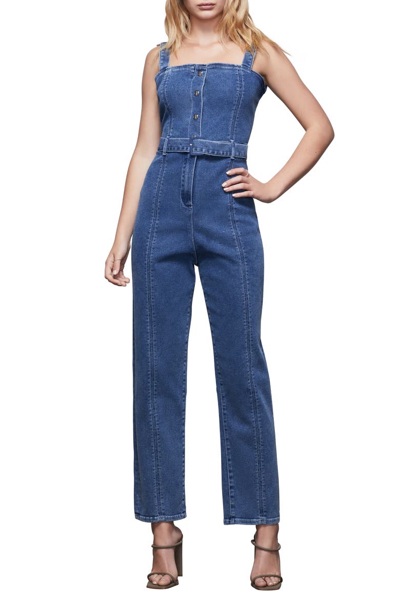 Belted Sleeveless Jumpsuit, Main, color, BLUE