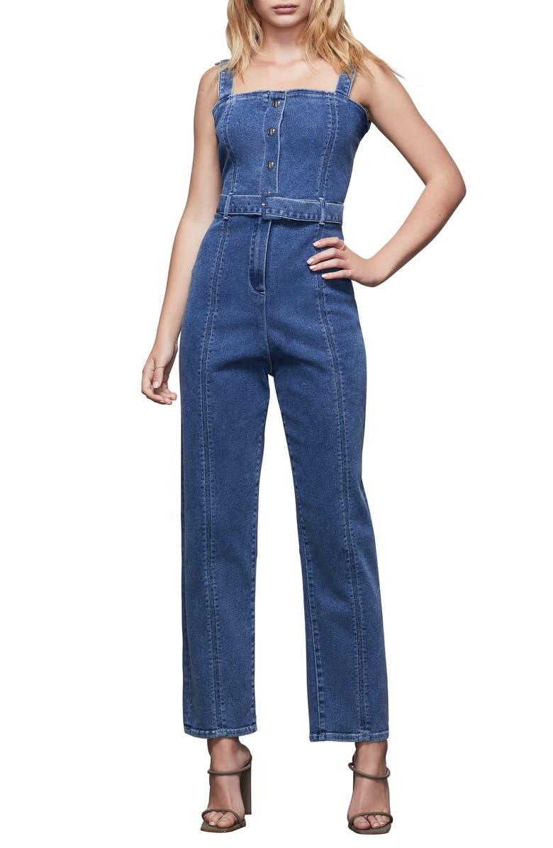 Good American Belted Sleeveless Jumpsuit, Main, color,