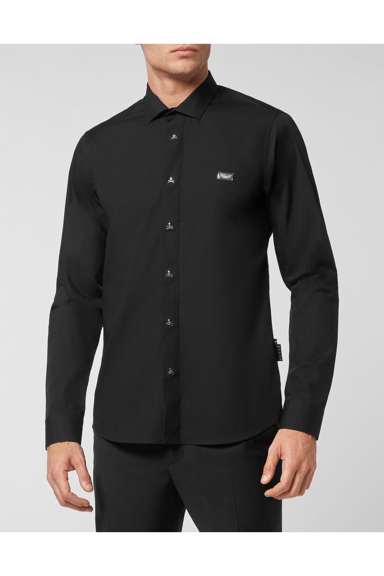 Shirt Slim Fit Men, Main, color, black