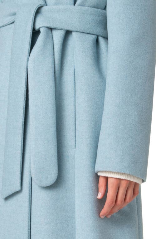 Akris Punto Belted Wool Blend Coat In Sky