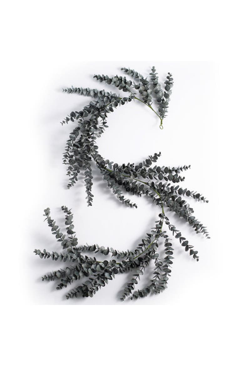 Midnight Eucalyptus Fall Halloween Table Runner Mantel Garland, Main, color, Black
