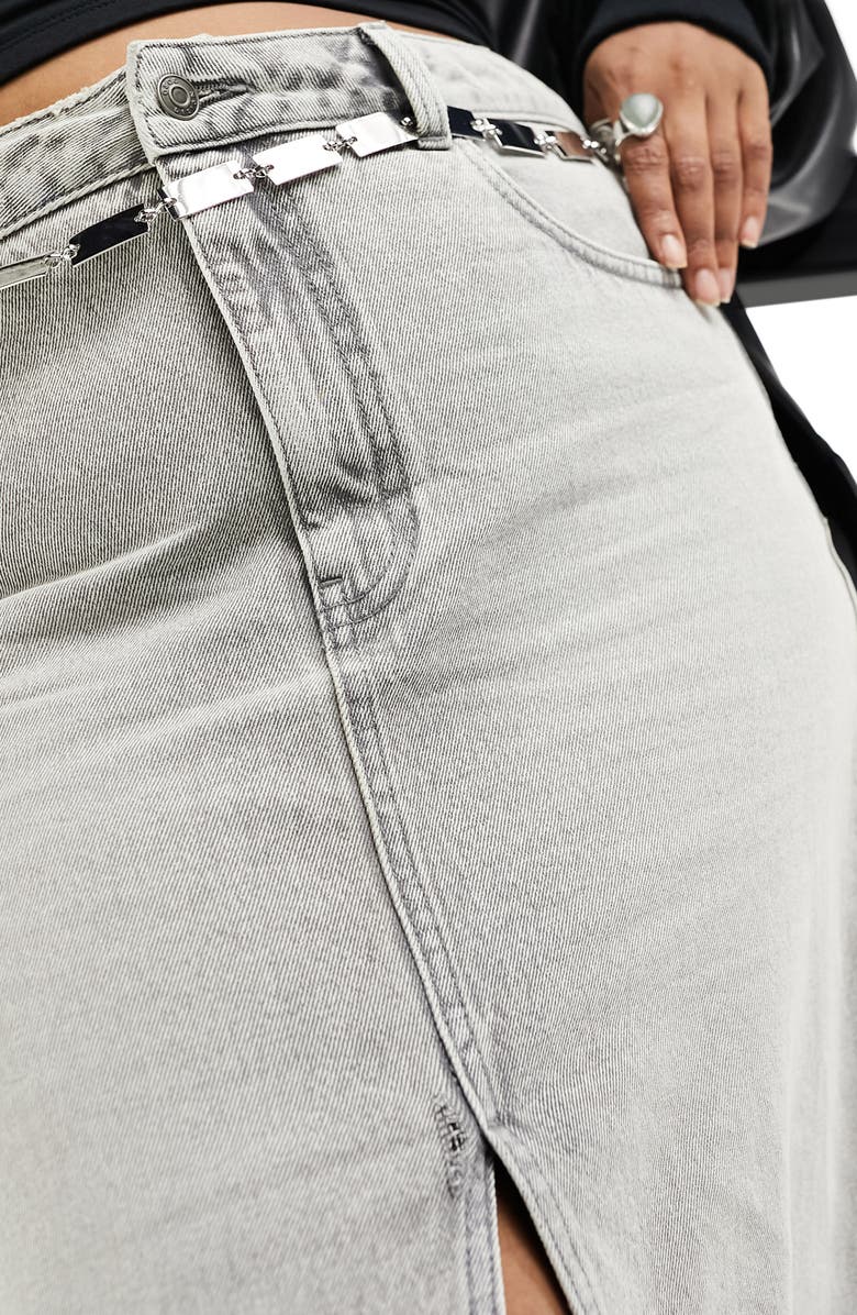 ASOS DESIGN Curve Denim Maxi Skirt, Alternate, color,