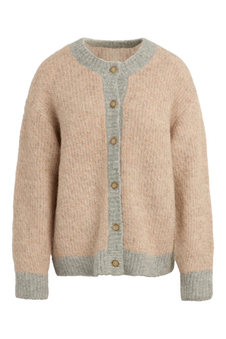 The Rio Alpaca Blend Cardigan, Alternate, color, ROSE DUST/ LIGHT GREY