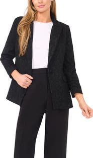 Halogen® Scribble Print Scrunch Sleeve Blazer