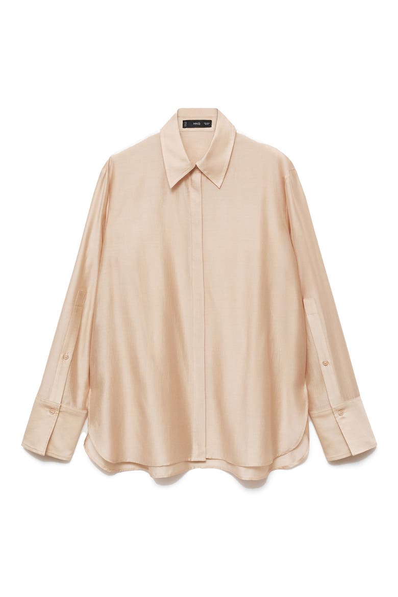 Satin Shirt, Main, color, BEIGE