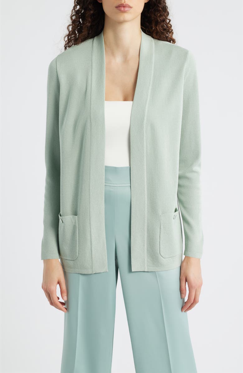 Anne Klein Malibu Open Front Cardigan, Main, color, Soft Aloe