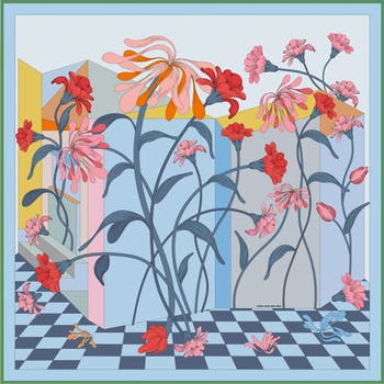 Jessie Zhao New York Double Sided Silk Scarf of Flowers Daydreams