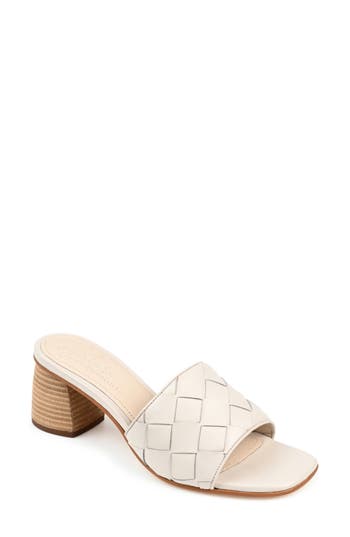 Journee Signature Kellee Woven Leather Sandal In Bone