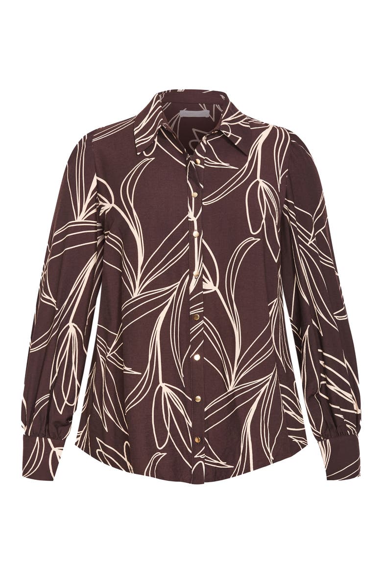 Rosabella Floral Button-Up Shirt, Main, color, CHOC BLOOM