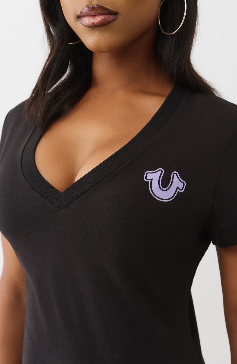 True Religion Wing Horseshoe V-Neck T-Shirt, Alternate, color, Jet Black