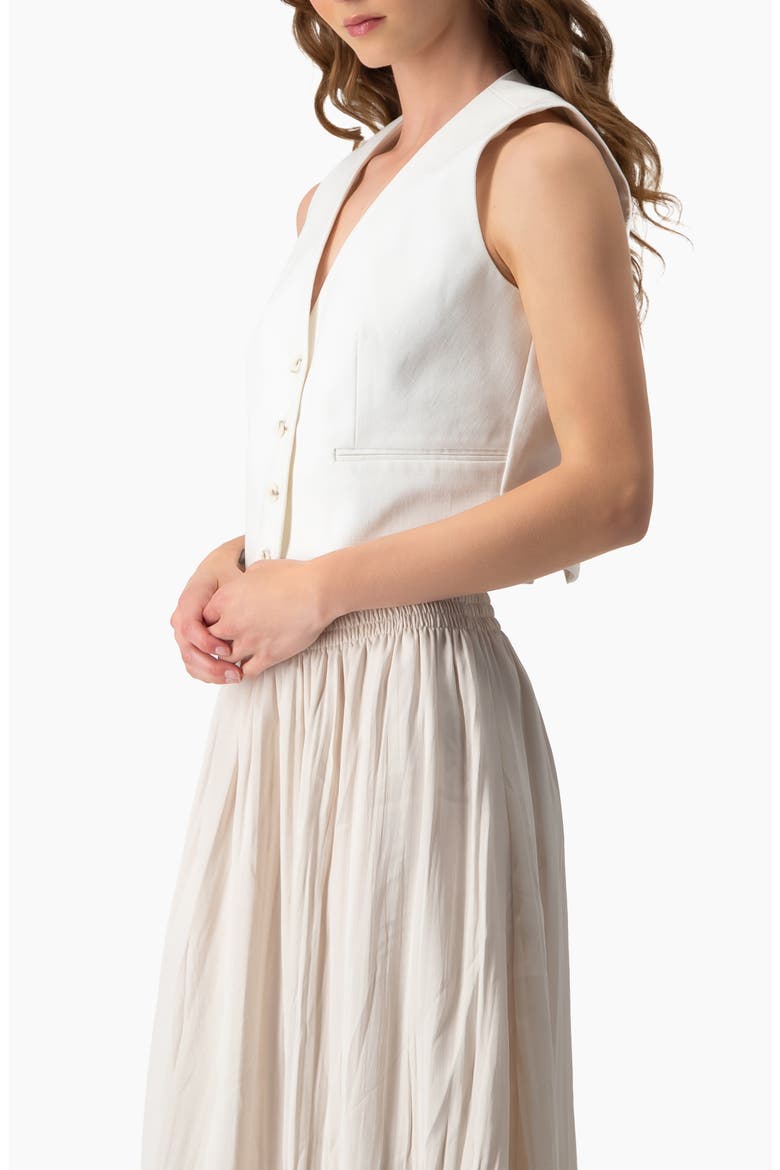 Short Vest with Simulated Pockets, Alternate, color, Ivory