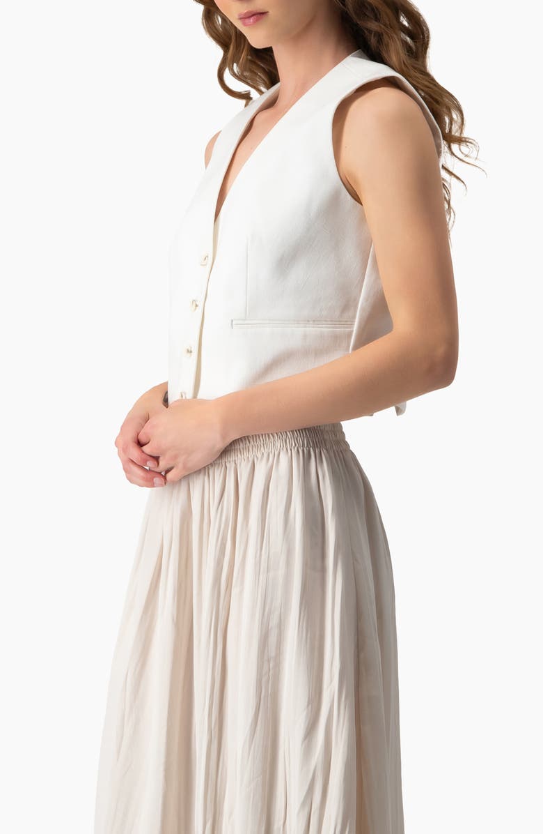 IVONNE Short Vest with Simulated Pockets, Alternate, color, Ivory