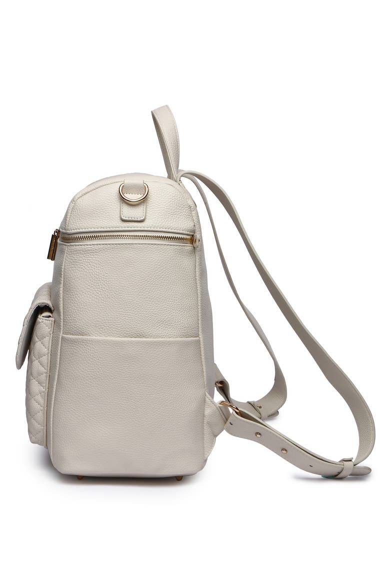 Monaco Faux Leather Diaper Backpack, Alternate, color, PEARL WHITE