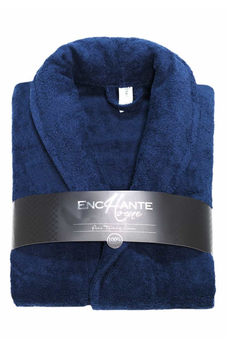 DePera Shawl Turkish Cotton Bathrobe, Main, color, Navy Blue