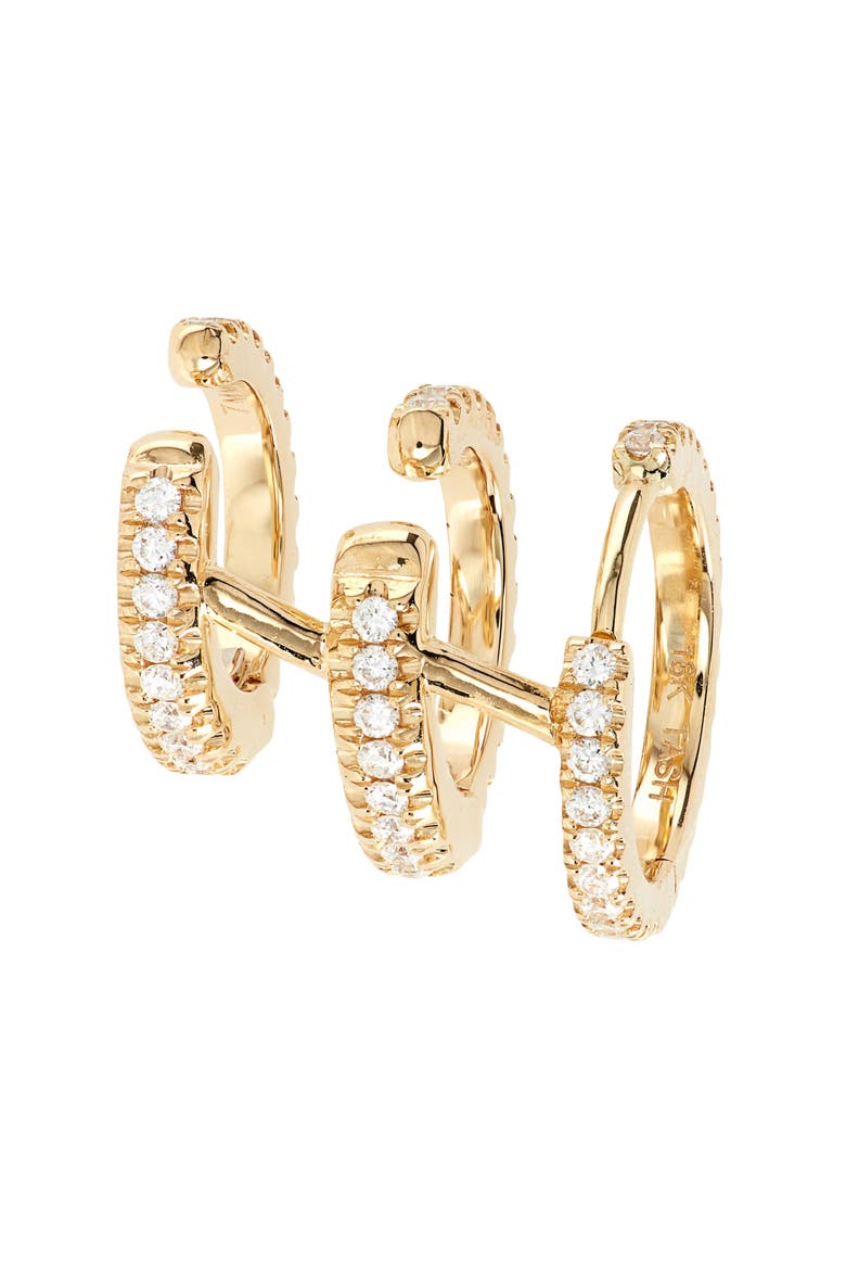 Diamond Eternity Triple Linked Hoop Earring and Cuff, Alternate, color, YELLOW-RIGHT