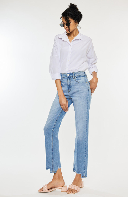 Kancan Breanne High Rise Straight Jeans In Medium Wash