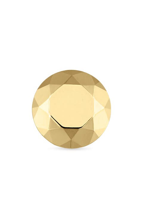 Faceted Round Single Threaded Stud Earring