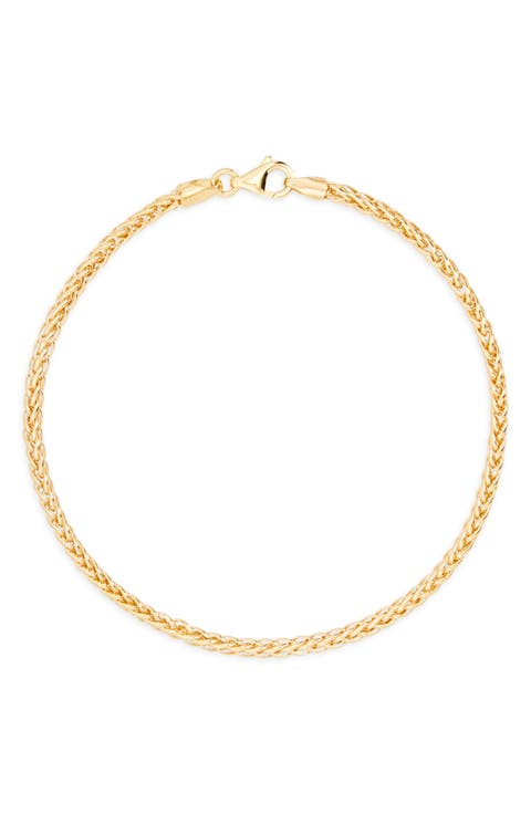 14K Yellow Gold Wheat Chain Bracelet