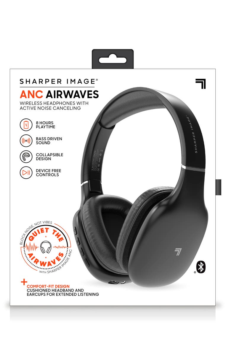 Sharper Image ANC Airwaves Wireless Headphones, Alternate, color, Black