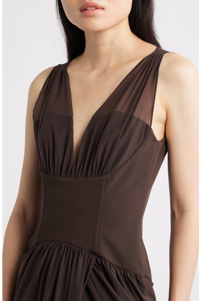 Elara Corset Midi Dress, Alternate, color, ESPRESSO