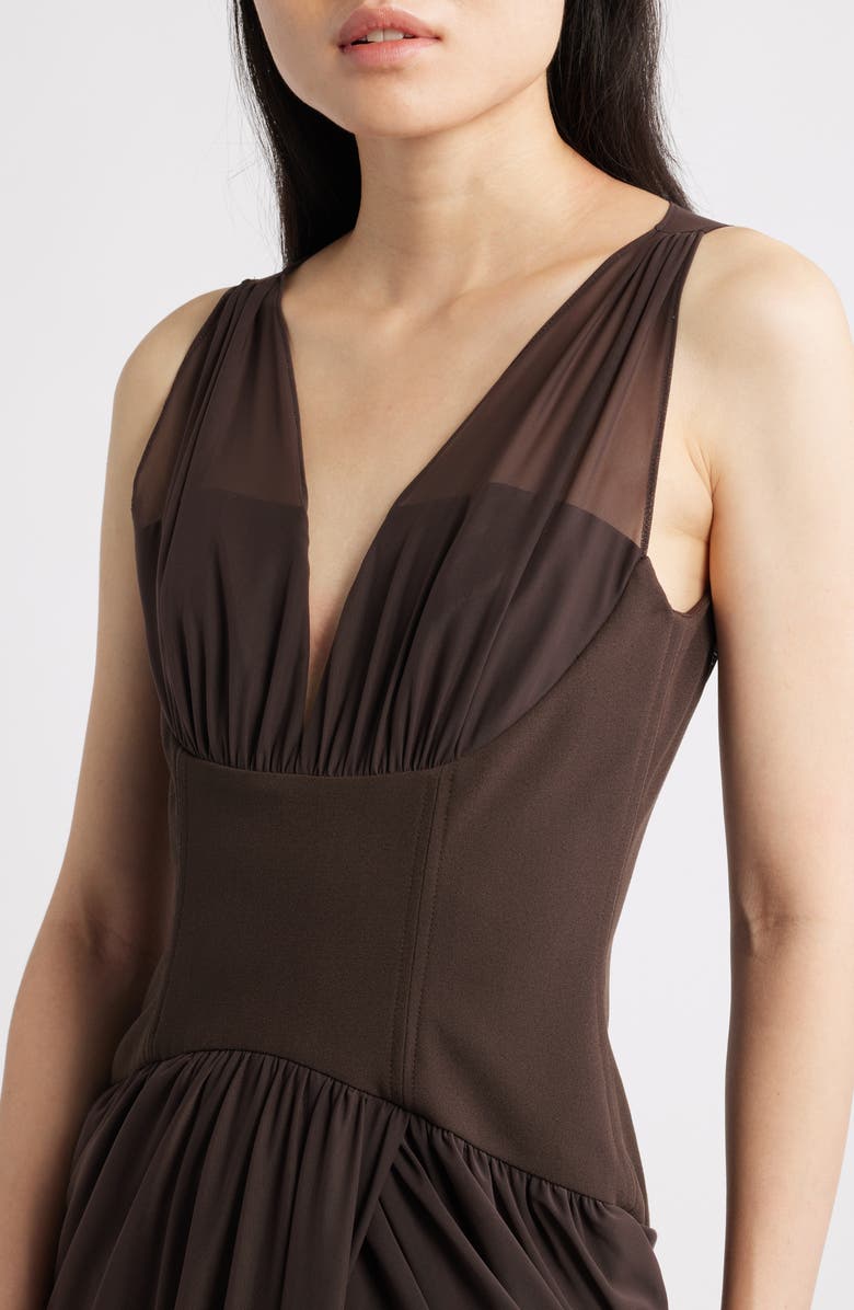 Black Halo Elara Corset Midi Dress, Alternate, color, Espresso