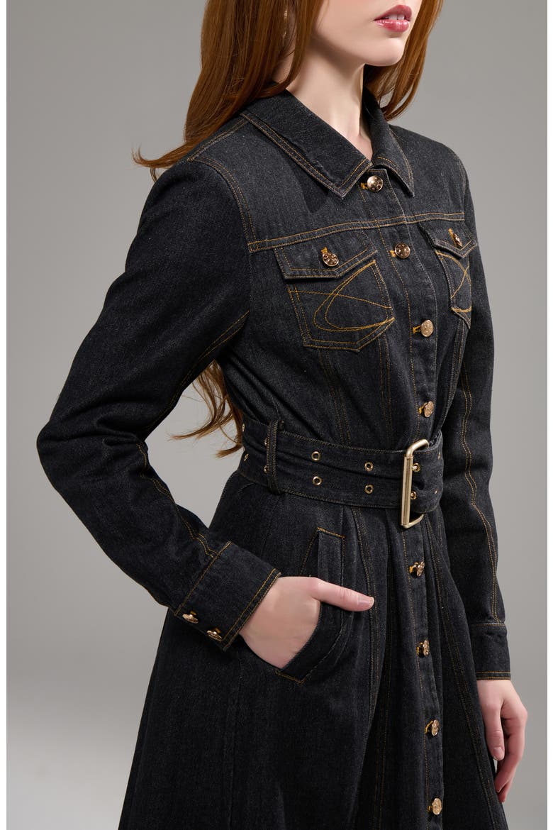 Evessa Denim Trench Coat, Alternate, color, DARK DENIM