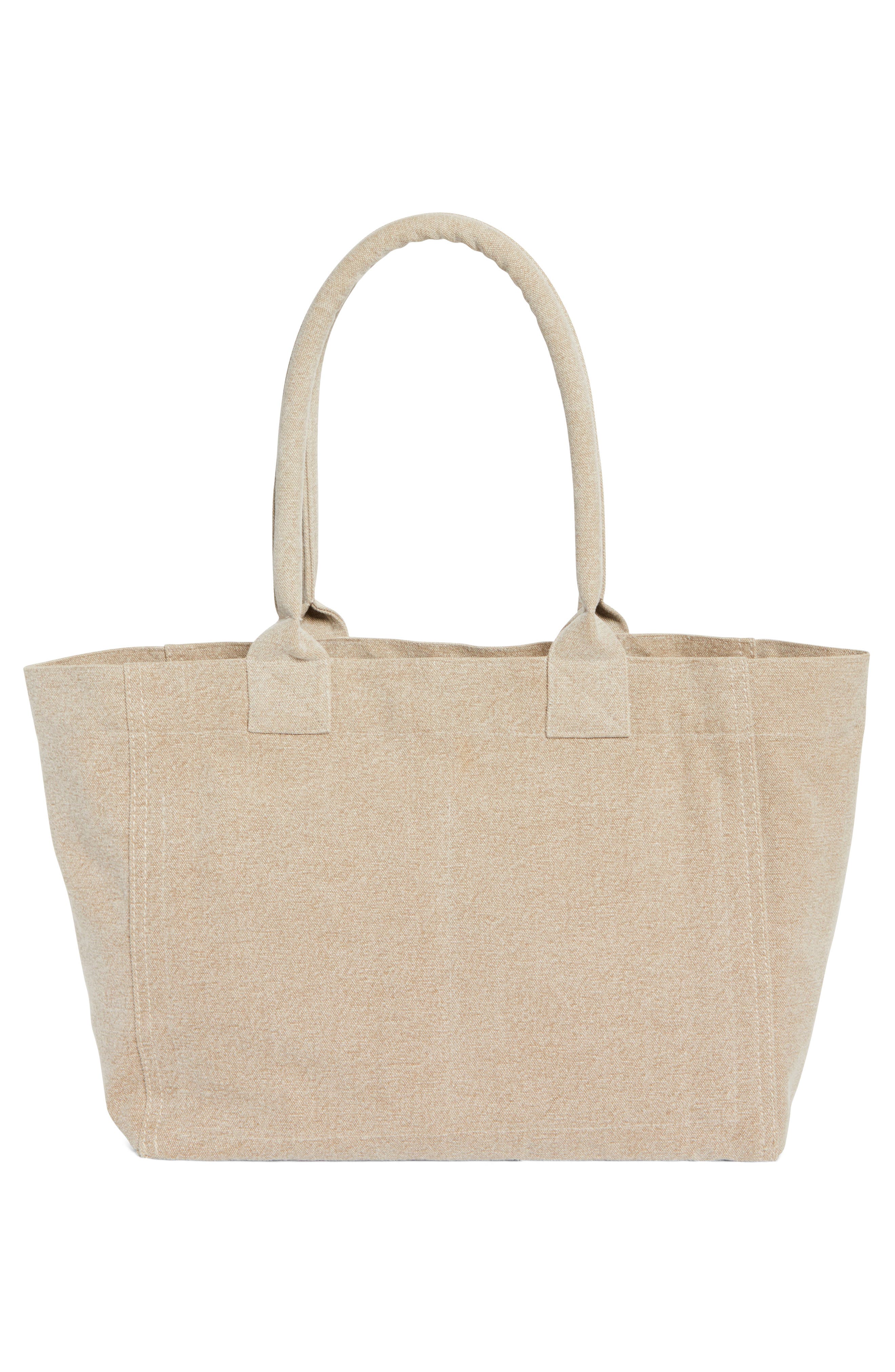 Yenky Zipped Embroidered Logo Canvas Tote, Alternate, color, BEIGE