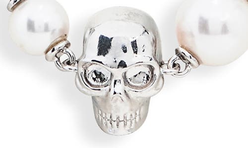 Alexander Mcqueen Mcqueen Crystal Skull & Faux Pearl Necklace