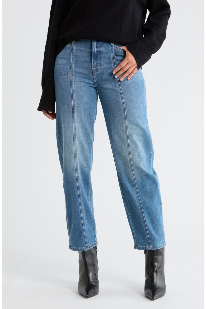 Front Seam Barrel Jeans, Main, color, LIGHT WASH