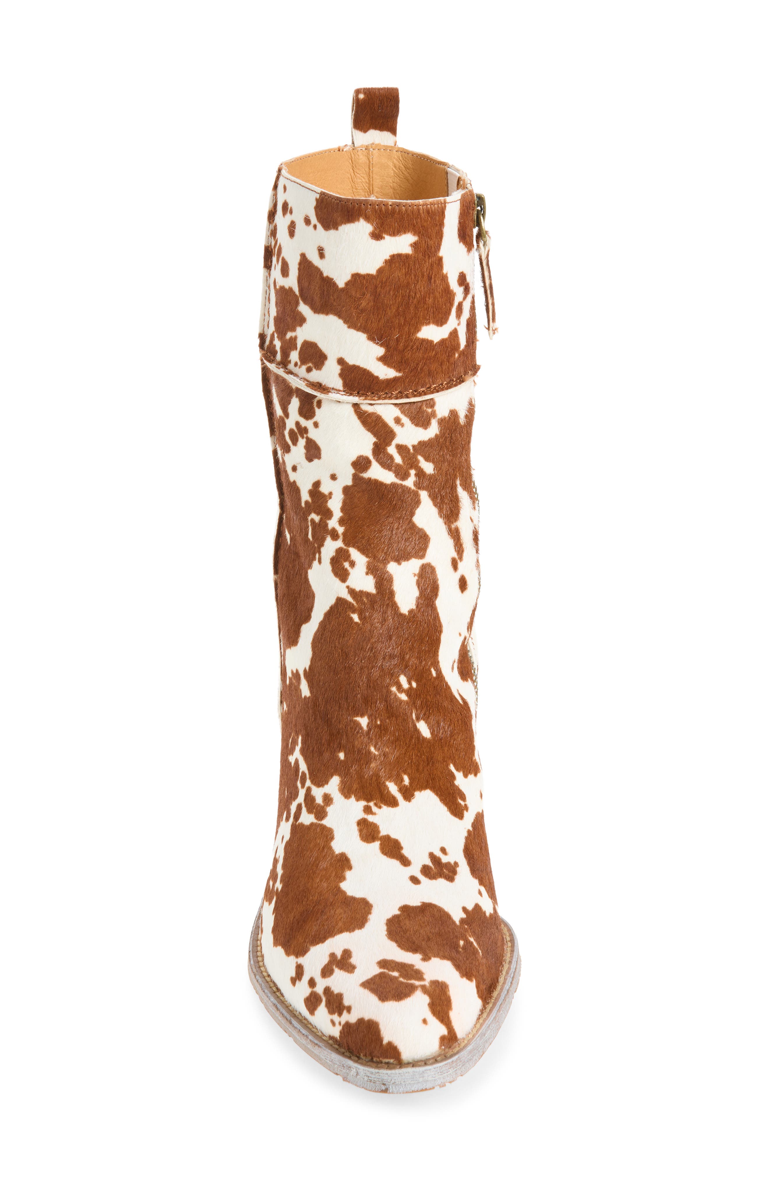 Kelcy Leather Boot, Alternate, color, WHITE BROWN CALF HAIR