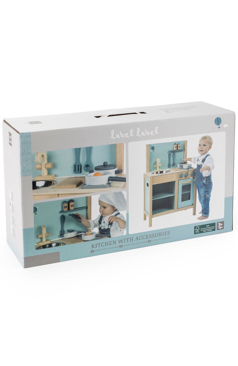 Label Label Wooden Kitchen Play Set Green, Ages 3+, Alternate, color, Multicolored