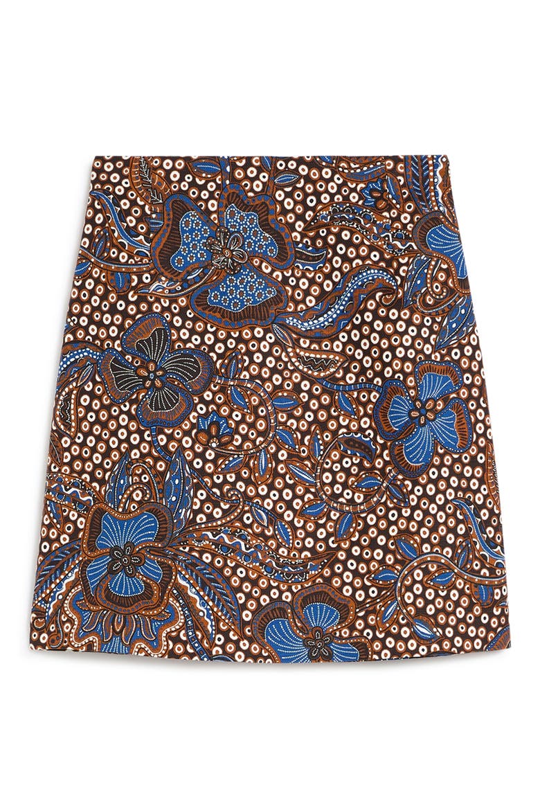 Fungo Paisley Floral Stretch Cotton Miniskirt, Alternate, color, TOBACCO