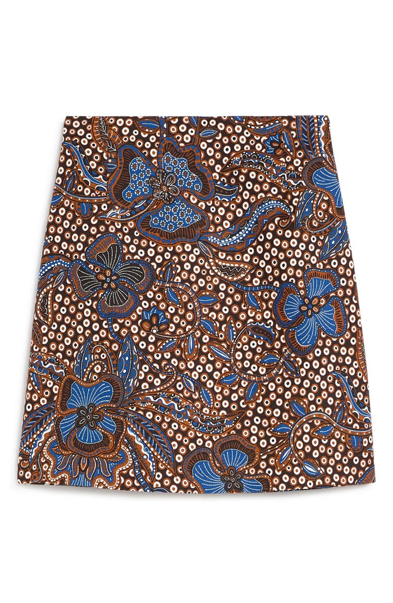 Weekend Max Mara Fungo Paisley Floral Stretch Cotton Miniskirt, Alternate, color, Tobacco