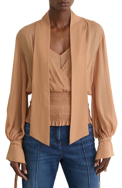 Phoebe Tie-Neck Smock Top