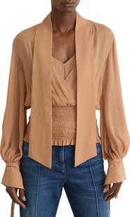 Reiss Phoebe Tie-Neck Smock Top