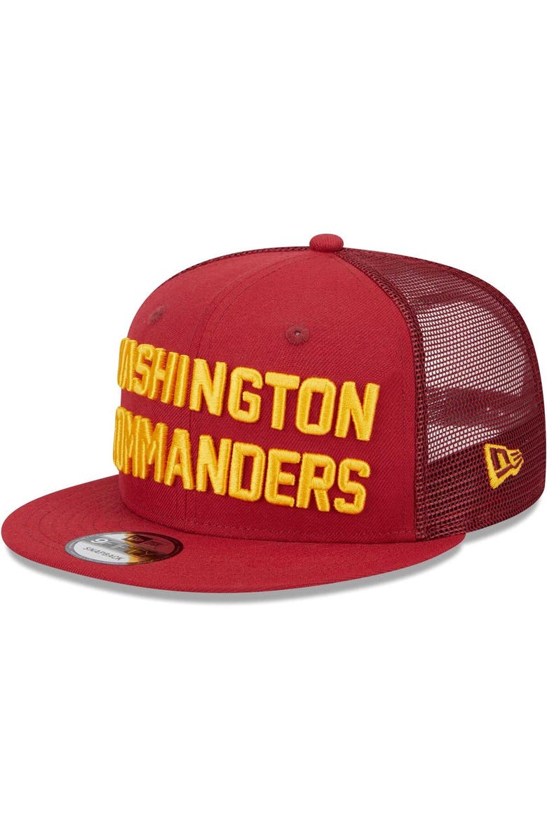 New Era Men's New Era Burgundy Washington Commanders Stacked Trucker 9FIFTY Snapback Hat, Alternate, color,