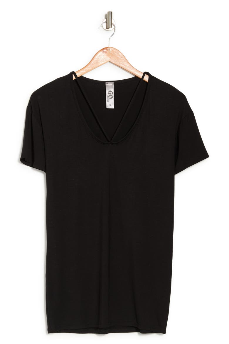 Deep V-Neck Boyfriend Tee, Alternate, color, BLACK