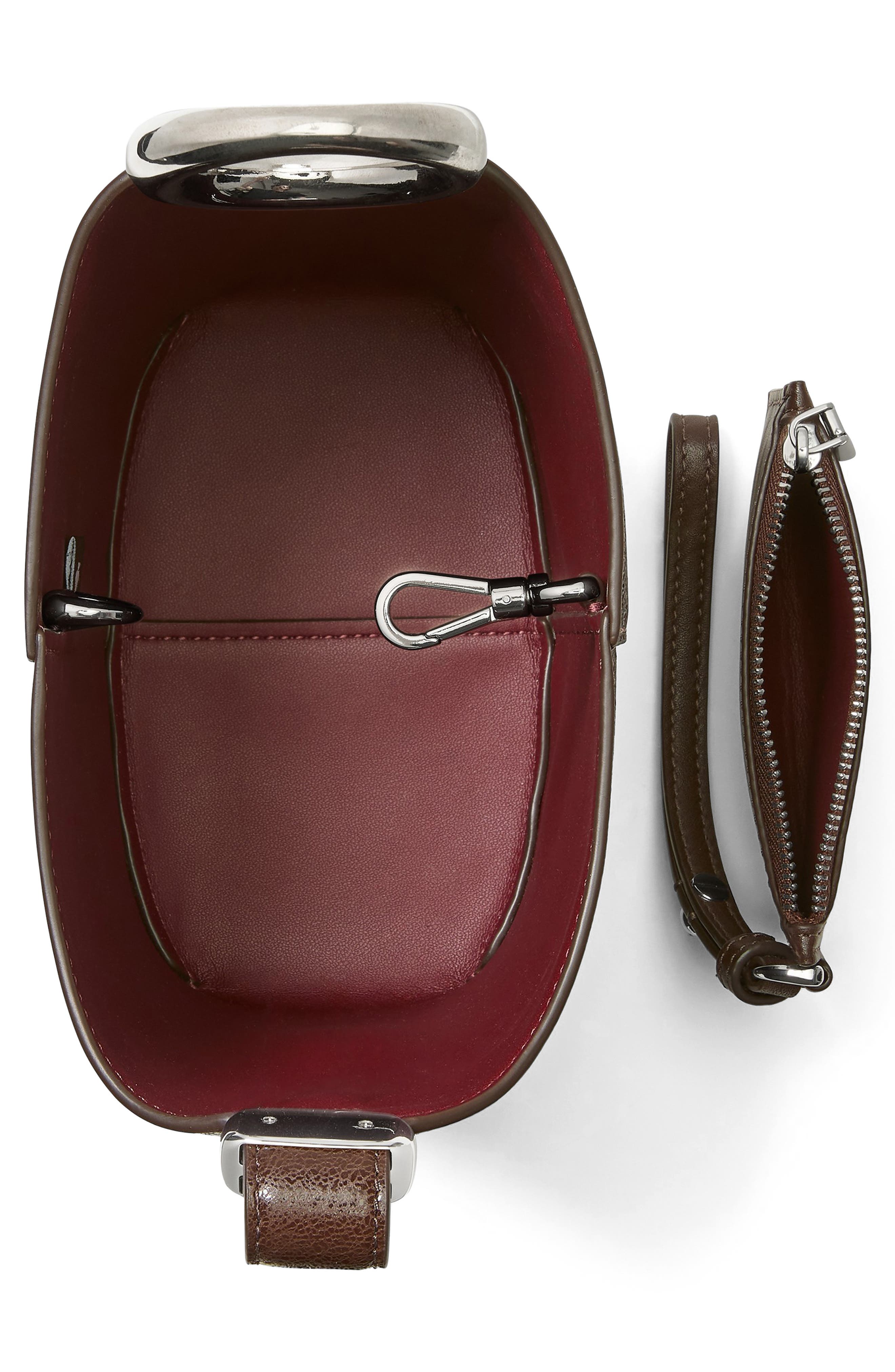 Kate Spade New York halo glazed leather mini bucket bag, Alternate, color, Hot Fudge