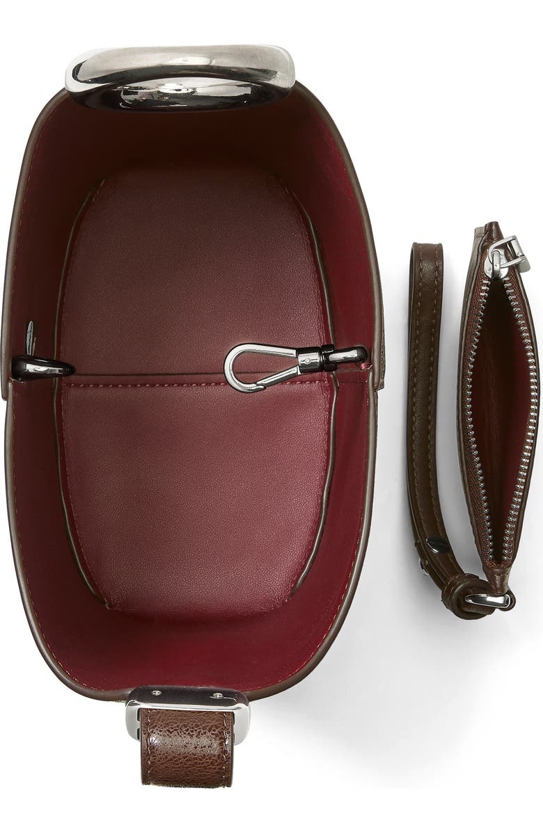 Kate Spade New York halo glazed leather mini bucket bag, Alternate, color, Hot Fudge