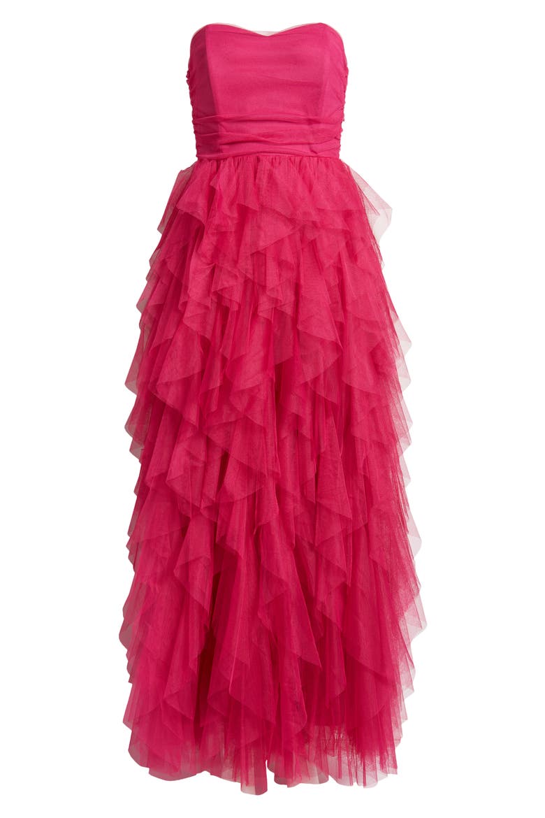 Strapless Tulle Dress, Alternate, color, PINK PLUMIER